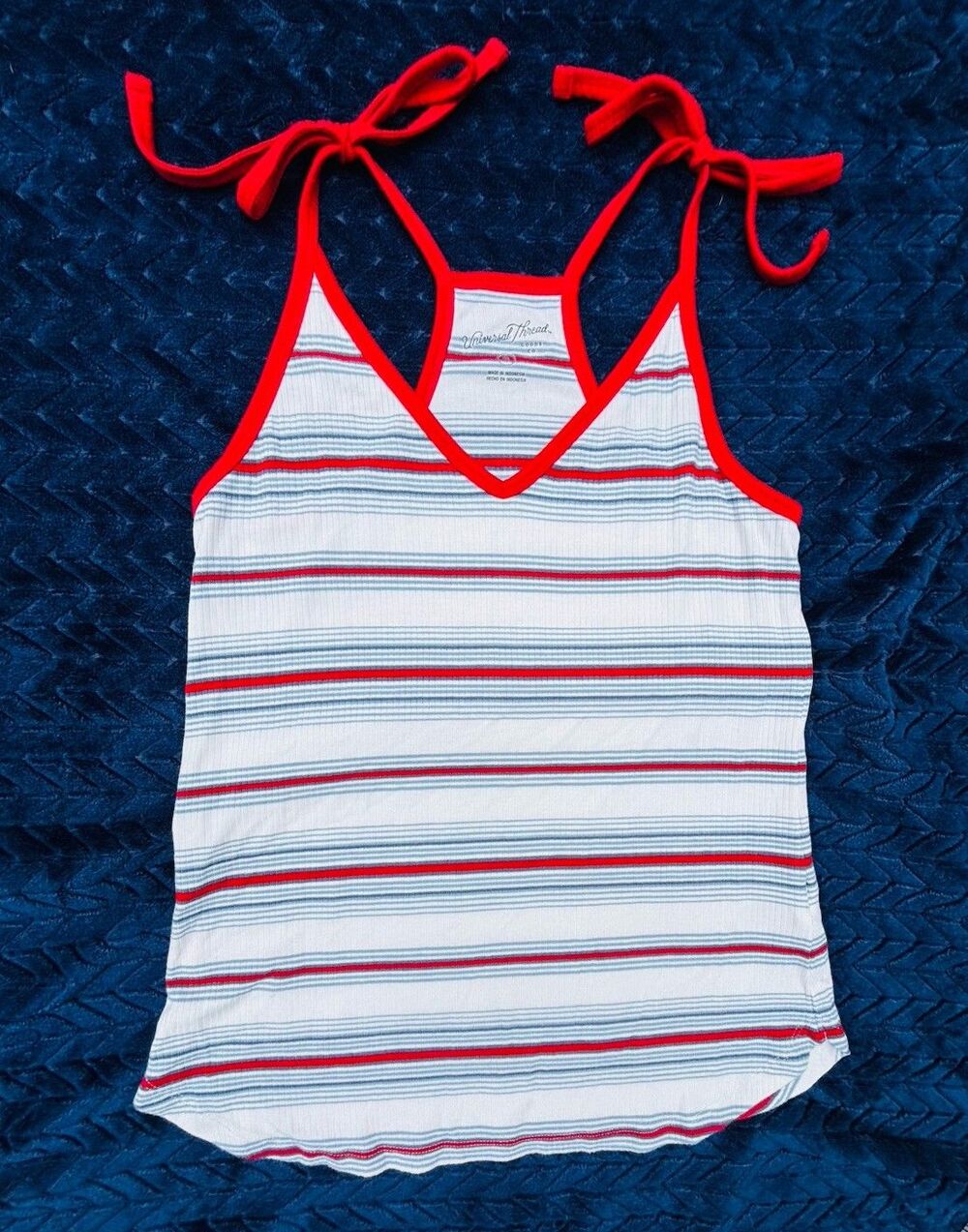 Universal Thread Goods Co Striped Tie Racerback Tank Top Women’s XS Red Blue